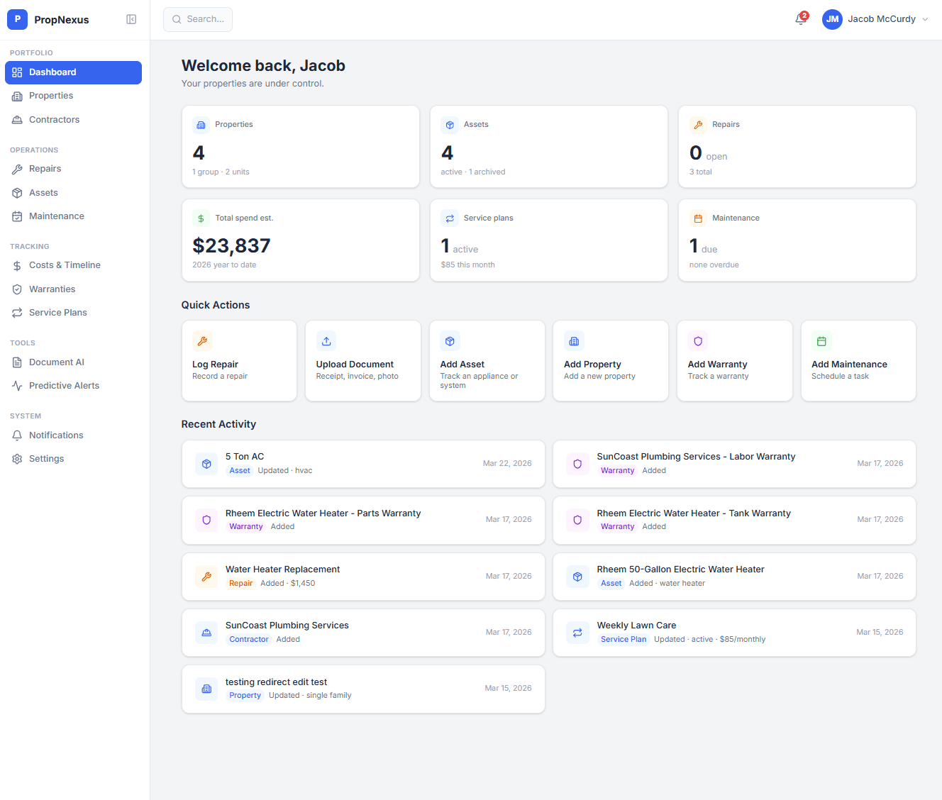 PropNexus Dashboard — your property operations command center